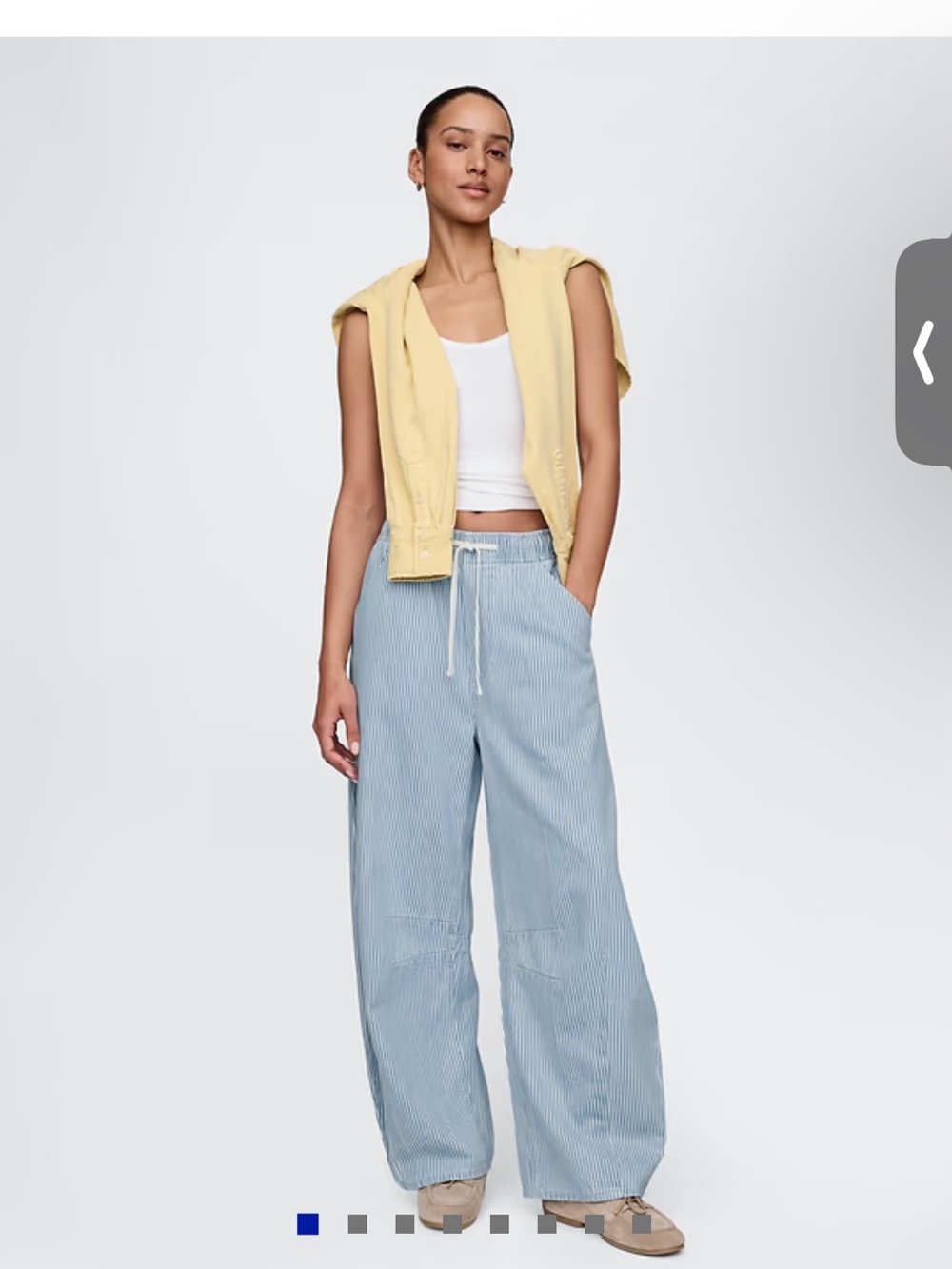 GAP Light Blue Pinstripe Wide-Leg Drawstring Pants